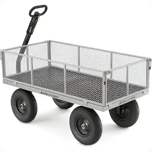 Gorilla Cart 1000 Pound Capacity Heavy Duty Steel Mesh Utility Wagon Cart, Gray