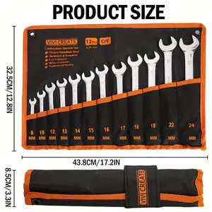 12pcs All-Purpose Master Combination Wrench Set with Roll-up Pouch | Metric 8mm to 24mm | Perfect for General Household, Garage, Auto Repairs, Car, Truck, Boat, And Travel Emergency, Garage Essentials, Household Tools, Portable Pouch, Versatile