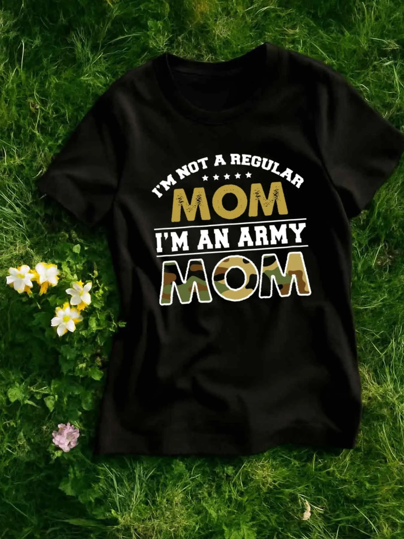 Women's Army Mom T-Shirt - Golden Camo Print Tee w