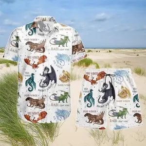 Wings Of Fire Dragon Hawaiian Shirt Shorts Set NightWings SkyWings SeaWings MudWings IceWings SandWings RainWings LeafWings Print Men Women Summer Beach Casual Loose Fan Gift