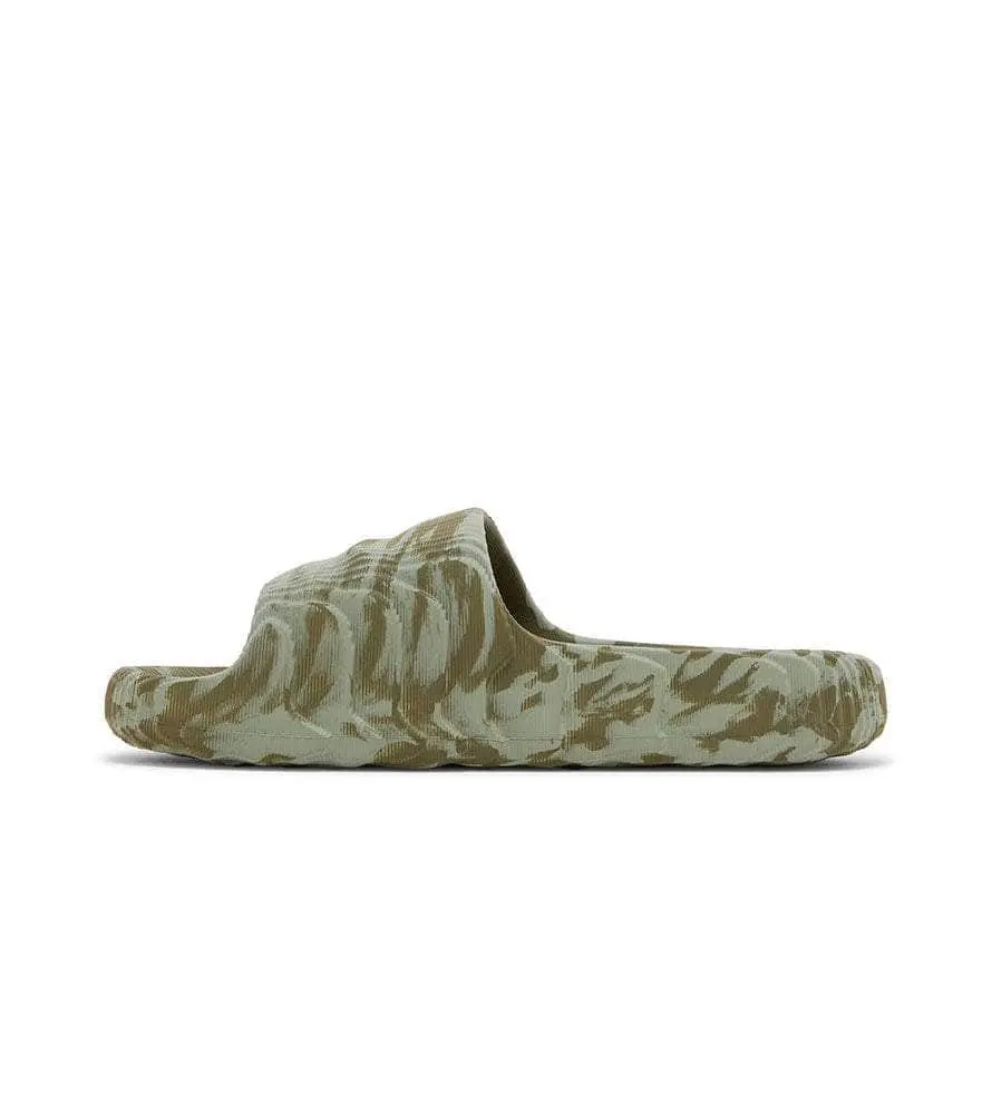 Adidas Men's Adilette 22 Natural Slides, Casual Green Slipper Shoes with All Over Topo Map Print, Durable Fit, Footwear, Open Toed Slippers, All Over Print, One-Piece