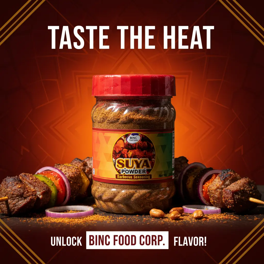 BINC Authentic West African Flavor Suya Powder Barbecue Seasoning - Yaji Spice, Suya Pepper BBQ Rub - 280g, Aromatic Blend, Ground Nuts