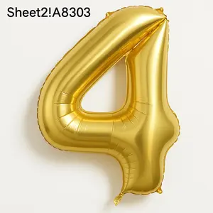 Large Gold Foil Number 4 Balloon