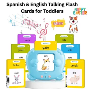Spanish & English Talking Flash Cards for Toddlers, Bilingual Montessori Learning Toys with 224 Sight Words, Speech Therapy Sensory Toys, Preschool Educational Flash Cards for Kids