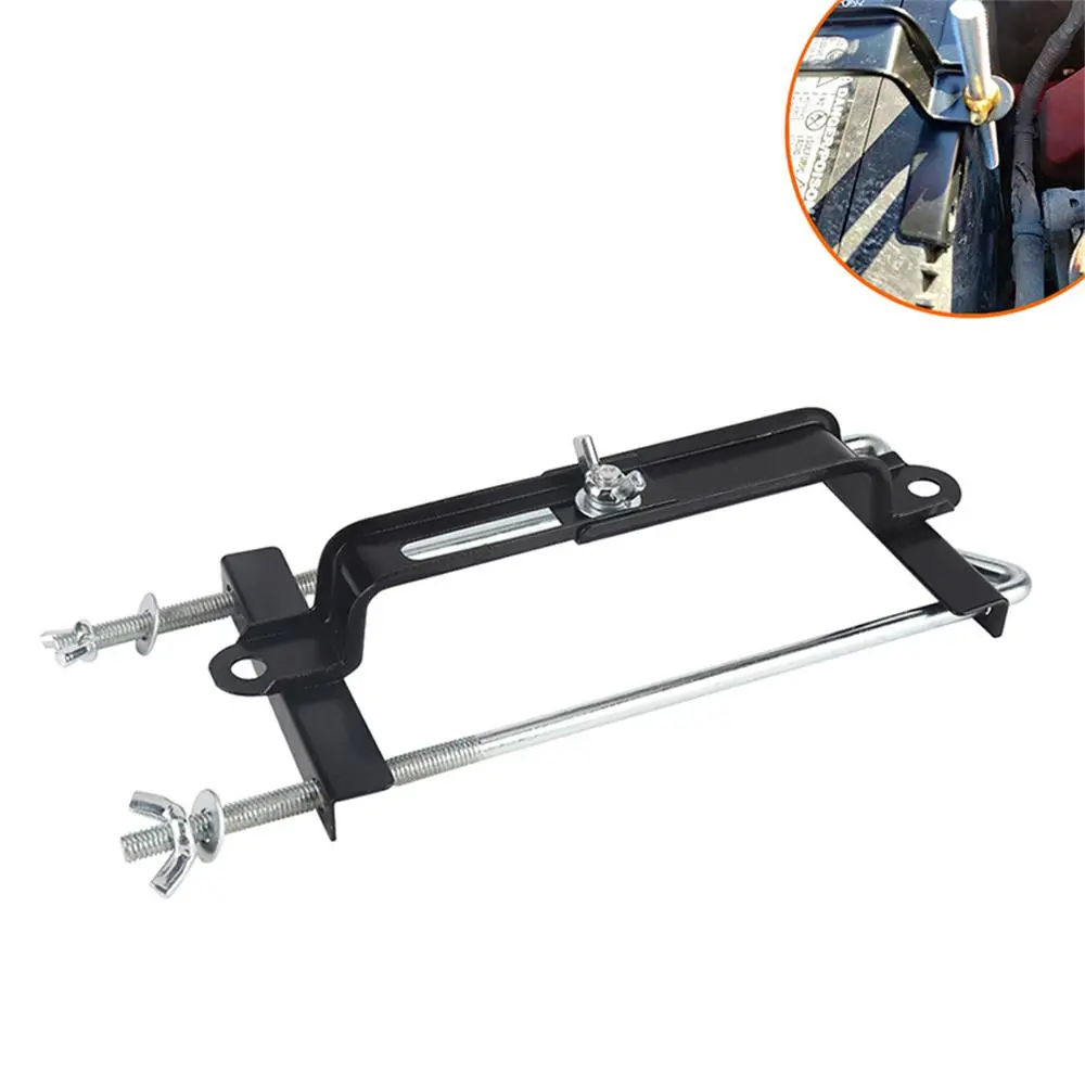 Adjustable battery fixing device, battery crossbar with J-bolt, suitable for SUV battery bracket, durable bracket with good contact (black), Adjustable Holder