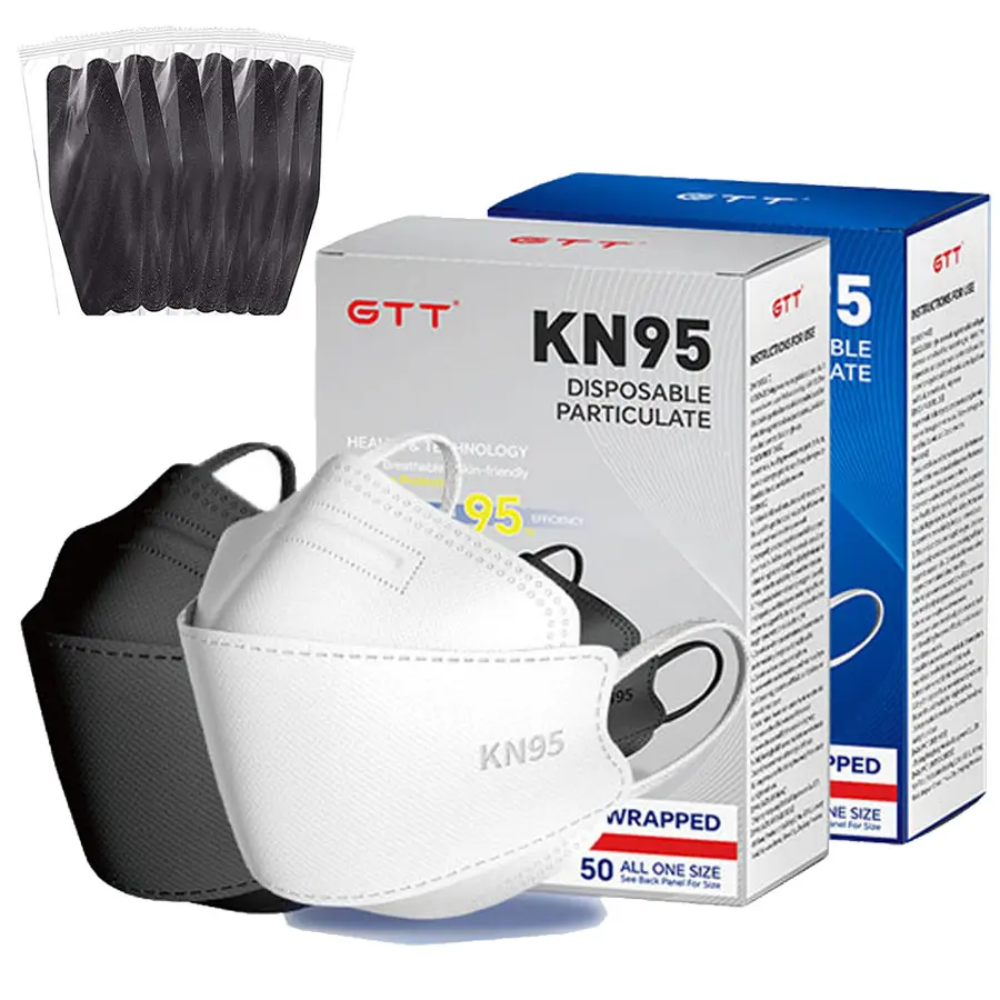 50-200pcs KN95 Face Masks Disposable 4-Layer Protection, Hypoallergenic Pull-On Design with Individually Wrapped Packaging, 95% Filtration for Dust, Pollen, Allergens - Adult Respirator Mask, Office Air Quality, Portable Mask