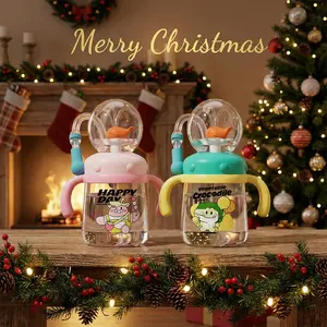 【COMOBEBE】10oz Whale Spray Water Bottle – BPA-Free Sippy Cup with Soft Silicone Straw, Switchable Handles and Strap, Fun Whale Spray Design, 10oz Bottled Drink