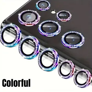 Glitter Camera Lens Protector, Rhinestone Decor Phone Lens Protective Film, Phone Accessories Compatible with Samsung Galaxy S24 Ultra S25 Ultra, Cover