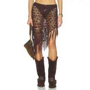 MORE TO COME Lorelai Crochet Skirt in Brown