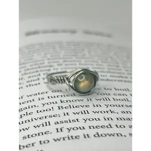 Labradorite Stainless Steel Wire Ring
