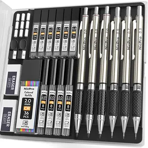 Nicpro Art Mechanical Pencil Set,  Metal Drawing Pencil 0.5 mm & 0.7 mm & 0.9 mm & 2mm Graphite Lead Pencil (4B 2B HB 2H) For Student Artist Writing, Sketching Drafting