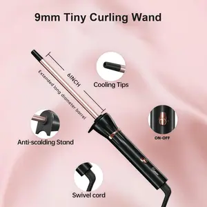 9mm Micro Curling Iron Ultra Slim Barrel for Perfect Bouncy Curls & Ringlets Auto Heat Control Home Salon Essential Tool Precision Styling #9mmcurlingiron