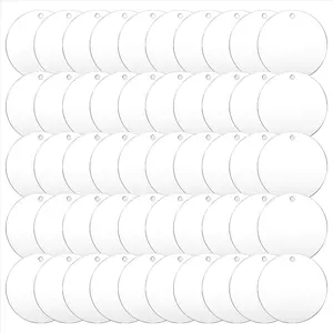 50 Pcs 3 Inch Acrylic Blanks with Hole Transparent Circle Ornament Clear Round Acrylic Christmas Ornament Blanks