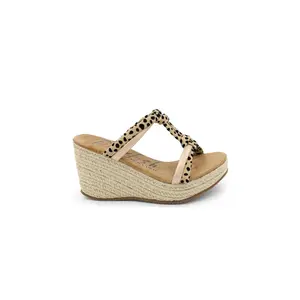 Blowfish Malibu Women's Purru Rope Sandals, Sand Pixie Leopard/Rosegold Meteorite