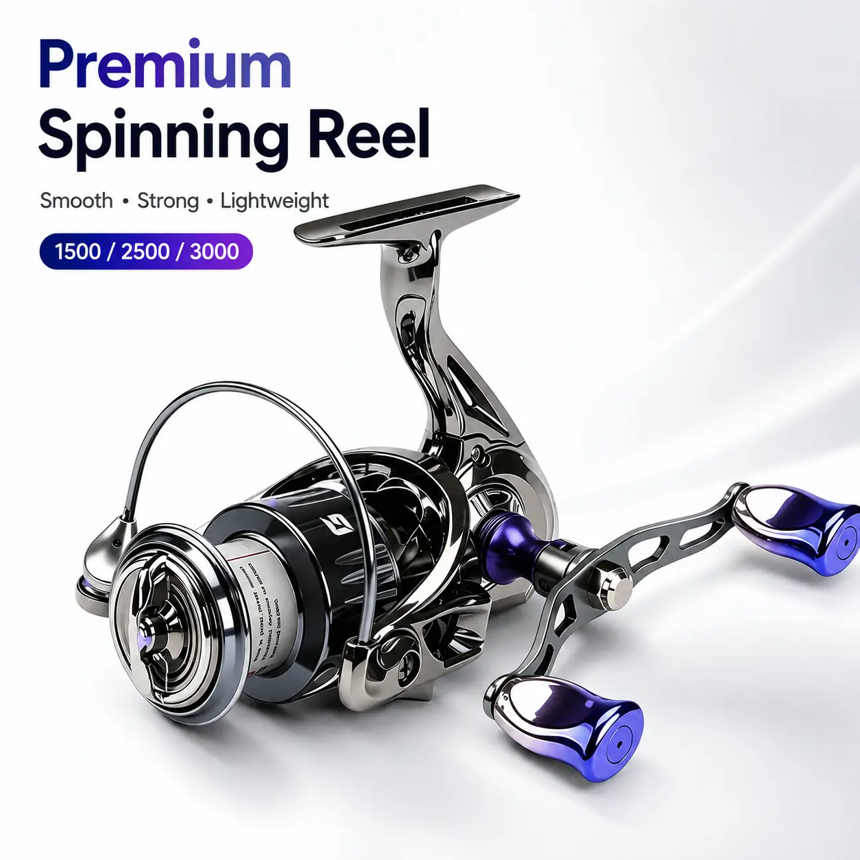 Dual Handle Spinning Fishing Reel - Premium Fishing Gear with Smooth Feel & CNC Metal Rocker Arm, Ambidextrous Left/Right Fit, Interchangeable, Lightweight Metal Build for Saltwater & Freshwater Anglers, Dual Handle Spinning Reel