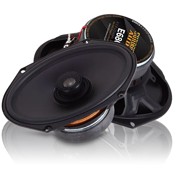 Sundown Audio E68CX 6"x8" Coaxial Car Component Speakers, Mid-Range Units with Built-In High-Freq Titanium Dome Tweeters, 90W RMS Per Speaker, Black Stamped Steel Basket, Poly Cone Rubber Surround, Weather & Dust Resistant for Car Audio Installation