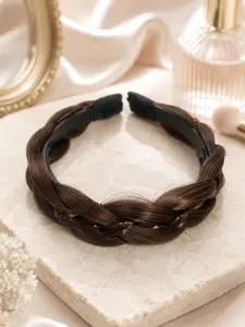 Women's Elegant Braided Headband, Wide Messy Braided Headband With Teeth Synthetic Hair Plaited Headband High Elasticity Braids Fishtail Braided Trendy Gorgeous Natural Braided Headband Chic All-match Hair Hair Band Hairpiece for Hairstyle Decor