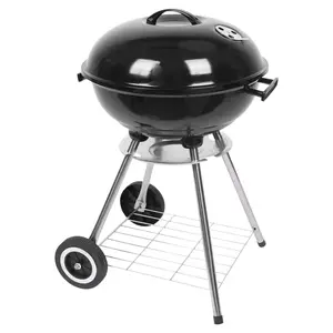 Ubesgoo 18 Inch Portable Charcoal Grill, Stainless Steel BBQ Kettle Charcoal Grill With Wheels And Storage Holder For Camping, Picnic, Barbecue, Party, Outdoor Activities