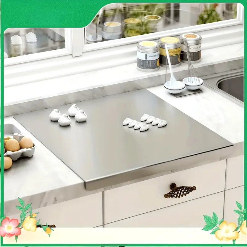304 Stainless Steel Cutting Board Butcher Block Household Rolling Board Kitchen Supplies, Preparation, Meal Prep Tools, Modern Cutting Surface, Sleek Kitchen Tool, Rustresistant Material, for easy To Clean, Versatile Cutting Mat, Kitchen Work Surfac