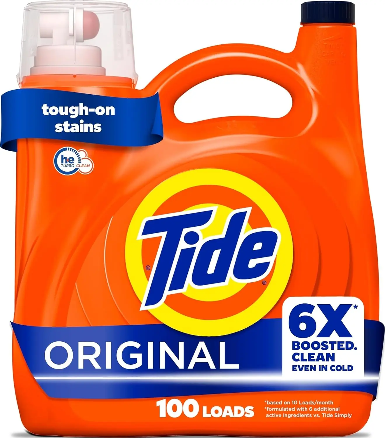 Tide Liquid Laundry Detergent, Original Scent, 125 fl oz, 100 Loads, Boosted Clean Even in Cold Water with Concentrated Washing Soap