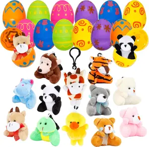 12 Pack Prefilled Easter Egg Fillers with Mini Animal Plush Toy Fillers for Easter Egg Hunt, Easter Basket Stuffers Gifts for 3-8 Year Old Kids Boys Girls Toddlers Easter Party Favors (Animal)