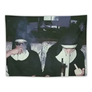 nuns smoking weed Tapestry Decorative Wall Mural Aesthetics For Room Room Decor Decoration Cotton