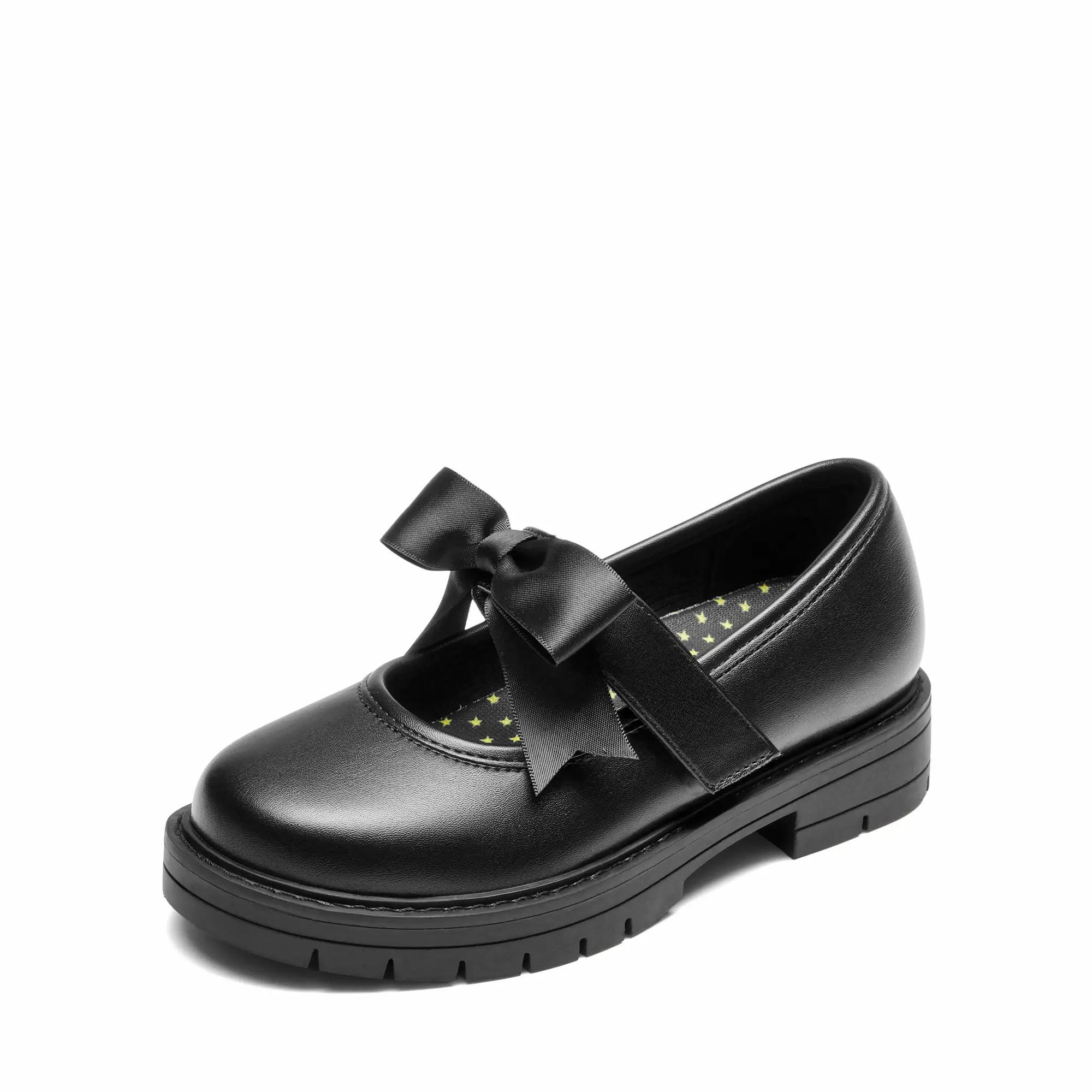 Dream Pairs Girls' Round Toe Mary Jane Bowknot Flats - Hook-And-Loop Strap Uniform Shoes for Toddler, Little Kid, Big Kid Back-To-School Footwear