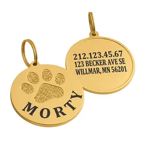 Personalized Pet Tag with Heart Design Customizable Address Engraving