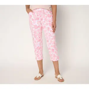 Quacker Factory Regular Just Shelling French Terry Printed Crop Pant
