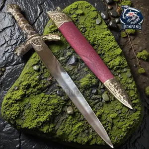 15.5" Sir Lancelot Medieval Dagger Fixed Blade High Carbon Steel Blade Ironfang Knife