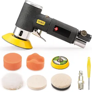 Black 2" 3" Mini Orbital Air Sander & Polisher Kit for Auto  Work