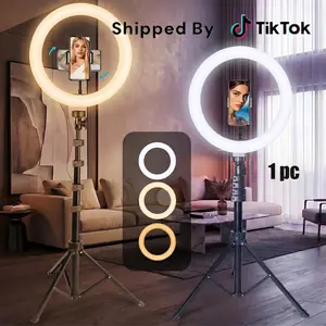 12" Ring Light with Stand, 63.3" Tall with Phone Holder, 3 Color Modes, Adjustable LED Video Light Tripod for Makeup Video Recording Selfie Studio Streaming, Photograph, TikTok#SummerWins#Fathersdaygift