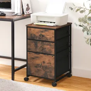 HOOBRO Filing Cabinet for Home Office, 3-Drawer Mobile File Cabinet, Vertical Filing Cabinet, Office Cabinet, Rolling Printer Stand, A4/Letter-Sized, Nonwovens Drawer, Rustic Brown#springtok#SpringSale #BigSpringSale