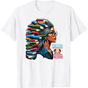 100% Made in the USA U.S.A., 180 grams of education is free, black teacher books, black history month t-shirt