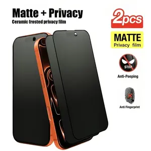 2 Pcs Matte Privacy Ceramic Protective Screen Protectors for iPhone 17 Pro Max/pro/air, 15 Pro/14/13/12/11, Anti-Spy, Precise Fit, Anti-Glare, Anti-Fingerprint, Cellphone Accessories