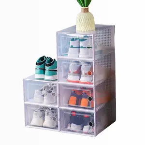 X-Large Shoe Storage Boxes 6-Pack Stackable Organizers for Entryway, Closet, Under Bed - White & Black, Durable PP/PS Material with Lid