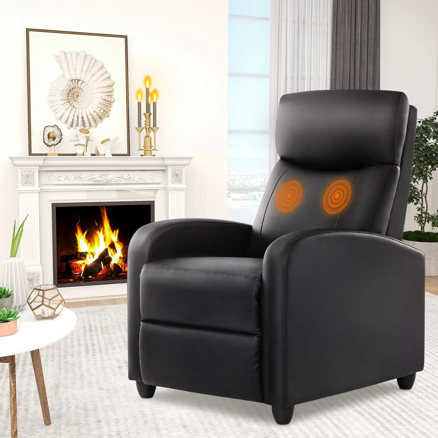 FurniChic Haven Massage Recliner, Recliner Sofa, Home Theater Seat, Recliner with Lumbar Support, Single Sofa Armchair