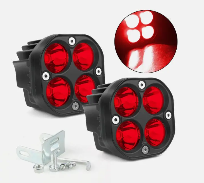 2pcs 3 Inch 40W LED High Intensity Cube Pod Work Light LED Light Red Beam, Super Bright, Day And Night Light
