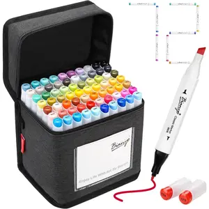 Bianyo 72 Primary Colors Dual Tip Fine & Chisel Alcohol Markers Set – Permanent Art Markers for , Drawing & Animation with Premium Carry Bag Book Own Your coloring  markers Dual Tip Alcohol Art Markers stationery  supplies