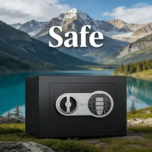 kavey Safe Box with Electronic Keypad, Steel Security Lock Box with Key,  12.2" W x 7.84" D x 7.84" H, Small Hidden Safe for Cash Jewelry