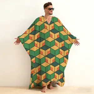 Japanese Anime Graphic Print Hooded Pullover Kaftan Robe, Manga Character Art Long Sleeve Closed Front Loungewear, Soft Cotton Otaku Fan Hoodie Robe, Cosplay Sleepwear