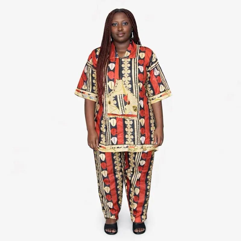 Lady's 2-Piece Low Grade Ankara Women's  African Print 3/4 Sleeve & Matching Pants, Comfortable Stylish Outfit Womenswear