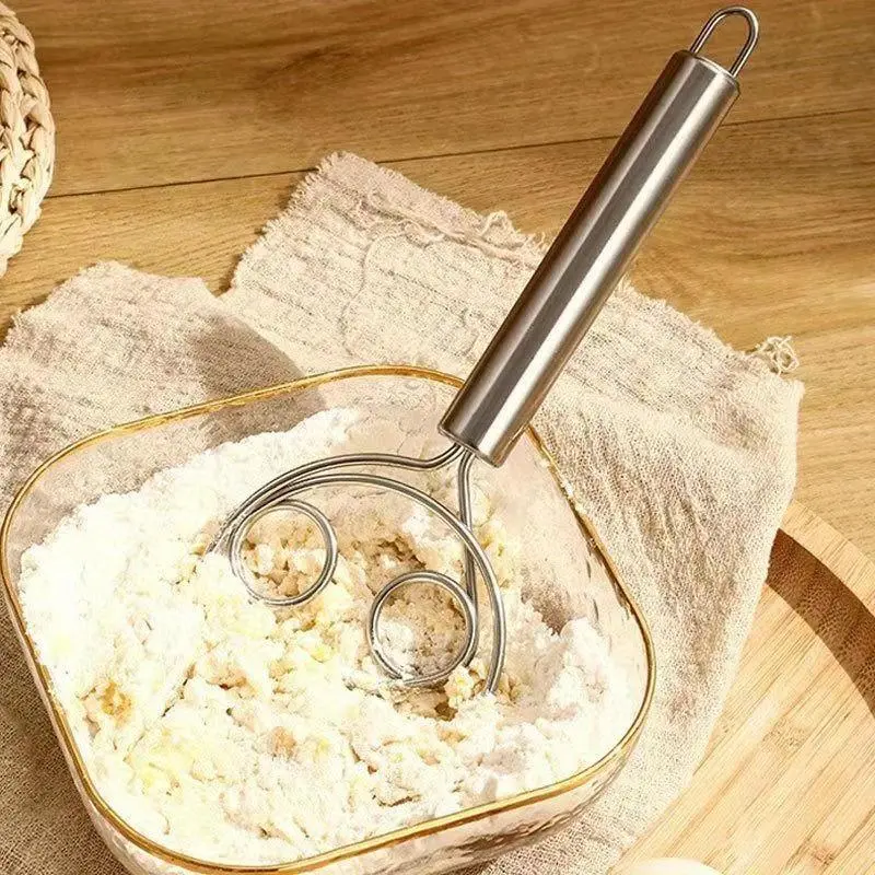 1pc Upgraded Baking Flour Mixer Double Eyes Coil Powder Mixer Stainless Steel Flour Mixer Dough Mixing Tool Kitchen Gadget Bakeware Utensils Baking Tools for restaurant/food truck/bakery