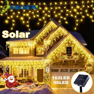 NEW Solar Easter Icicle Lights 162/96 LED – 8 Modes Waterproof Curtain String Lights for Garden, Spring Holiday Decor