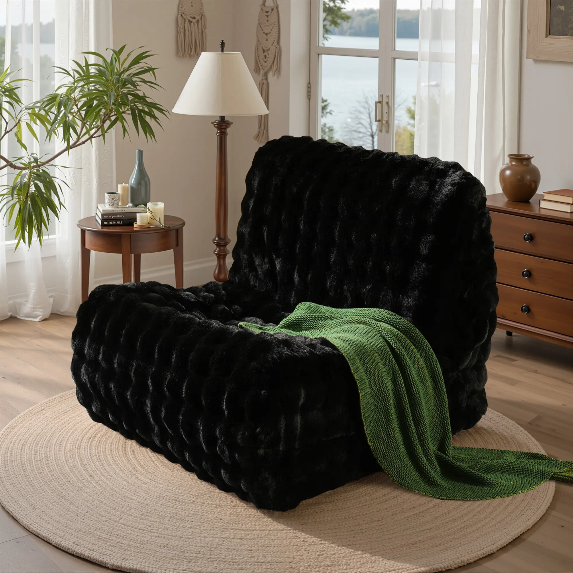 XIZZI 39" Oversized Bean Bag Chair for Adults - Memory Foam, Fluffy Faux Fur & Comfy Corduroy Bean Bag Couch, Renter-Friendly Comfy Couch for Living Room, No Assembly Required deskmakeover