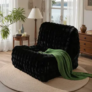 XIZZI 39" Beanbag Chairs for Adults, Giant Lazy Floor Sofa with Memory Foam, Fluffy Faux Fur, Comfy Corduroy Chair Beanbags for Living Room Apartment Dorm Office, No Assembly Required