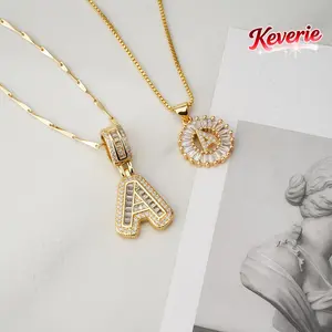 Initial Necklaces 2-Piece Elegant Zirconia Pendant Set, Alloy Chain Sentimental Costume Jewelry, 26-Alphabet Fashion Accessory for Everyday Wear, Birthday Gifts