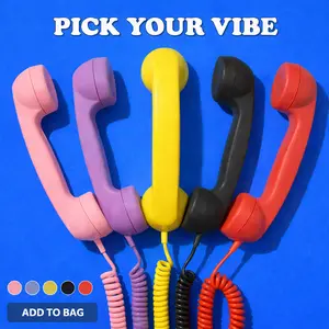 Y2K retro phone microphone, vintage telephone handset designed for seniors, clear sound quality, 3.5 mm wired microphone, adjustable volume, gift packaging.