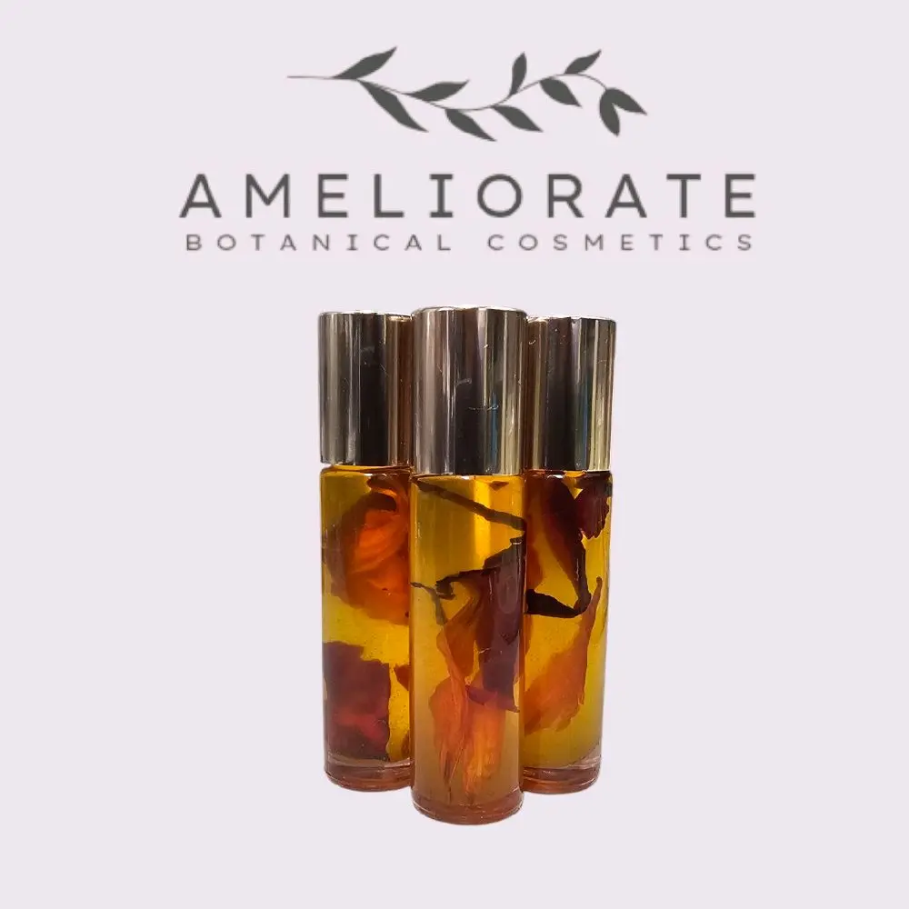 Ameliorate Botanical Cosmetics Bloom - Skincare Fragrance in Glass Bottle with Metallic Cap - Comfort Healthcare Therapeutic Aromatherapy Treatment Healthy Essential Wellness Solution