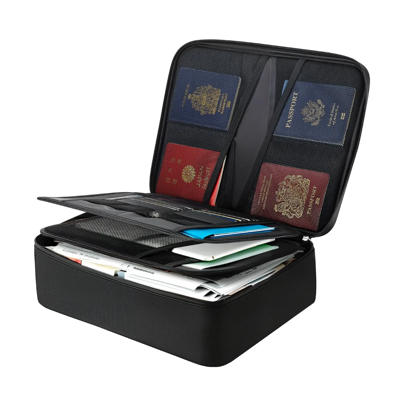 VEVOR Fireproof Document Box with Lock, 1832℉ Heat Insulated, Waterproof, Zipper, 0.73 kg, 14.17x10.83x4.33in 2-Layered Silicone Fiberglass Portable File Storage Organizer, Secure Storage for Home Office Files